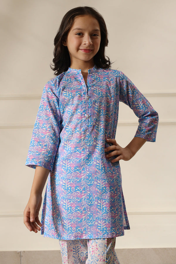 Printed Lawn Stitched 2 Piece (Shirt/Trouser)  For Kids