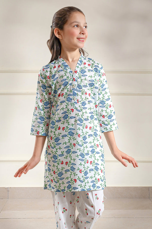 Printed Lawn Stitched 2 Piece (Shirt/Trouser)  For Kids