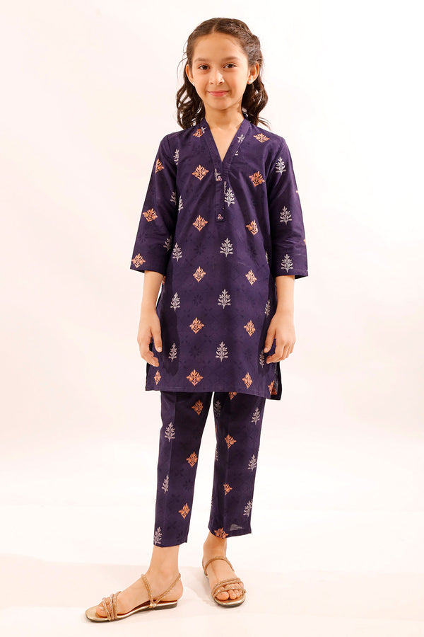 Stitched Cotton Jacquard Shirt/trouser For Kids