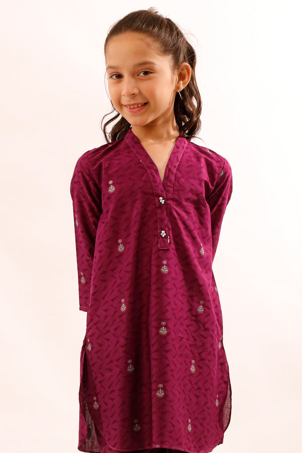 Stitched Self Jacquard Shirt/Trouser For Kids