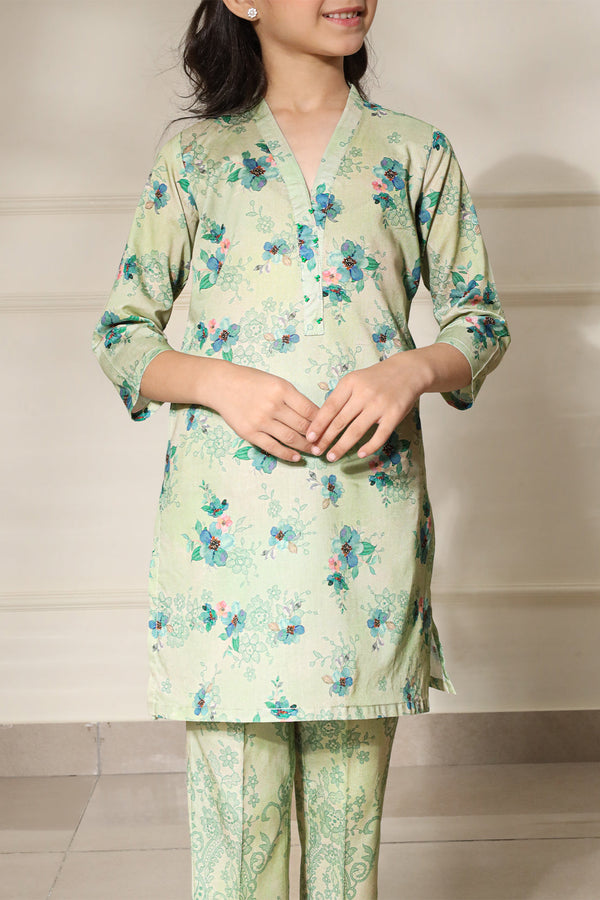 Lawn Stitched 2 Piece (Shirt/Trouser) For Kids