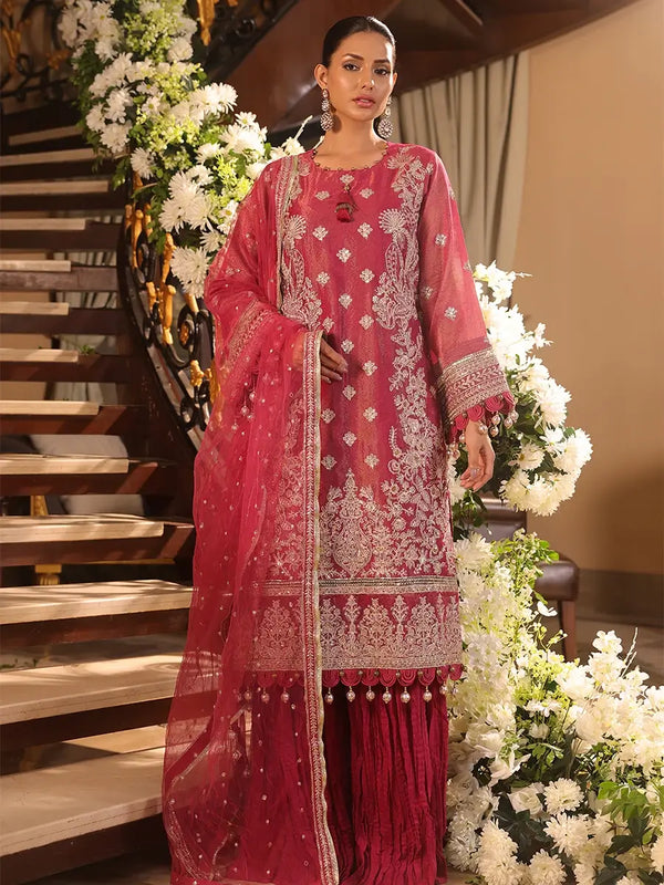 3PC UNSTITCHED FESTIVE EMBROIDERED SUIT (NO013)