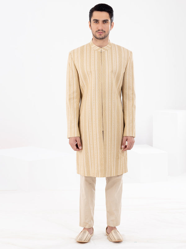 Beige Blended Men Sherwani - AL-SW-151