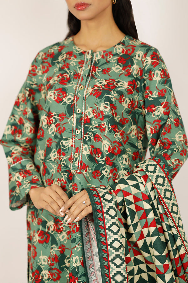 Printed Khaddar Stitched Shirt