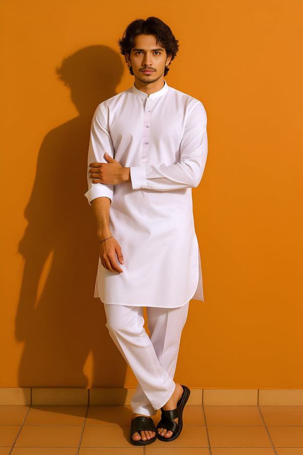 White-Cotton-Kurta Trouser - (M25KPS2003)