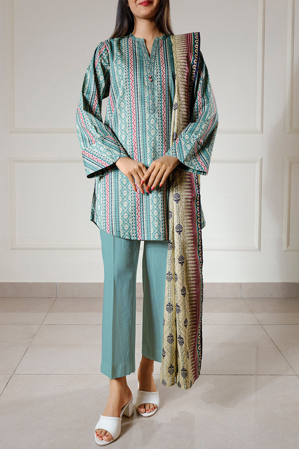 Unstitched Printed Lawn 2 Piece (Shirt/Dupatta)