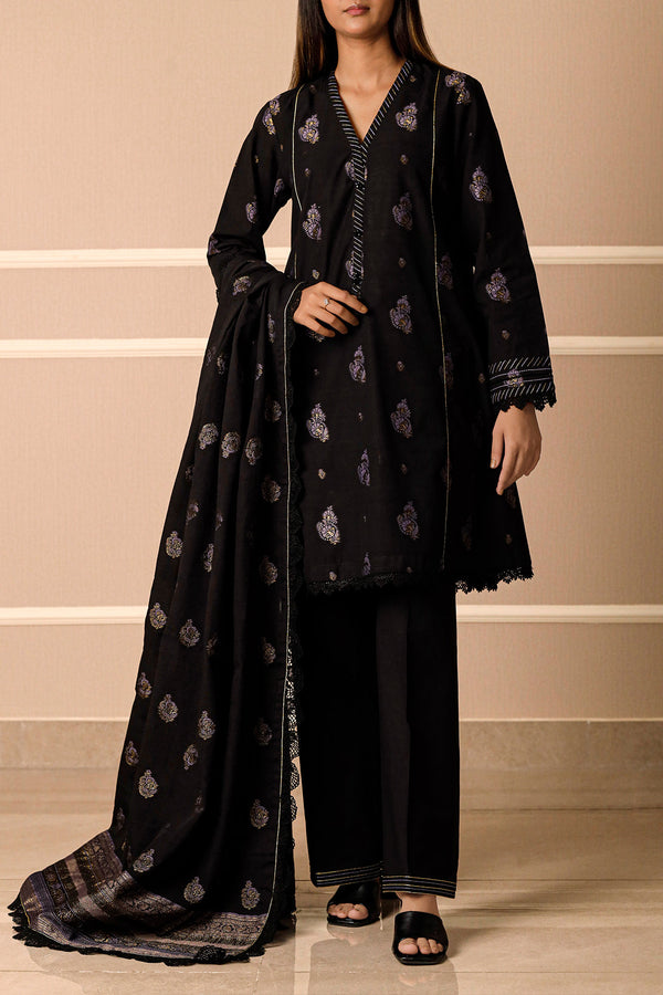 Unstitched Jacquard Cotton 3 Piece