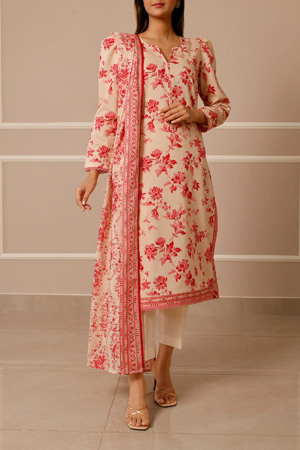 Unstitched Printed Lawn 3 Piece