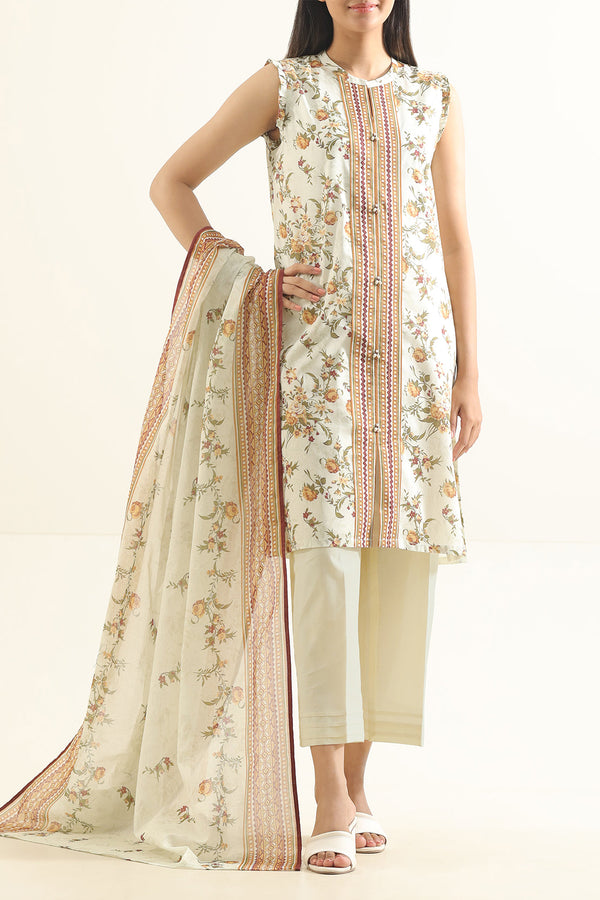 Unstitched Printed Lawn 3 Piece