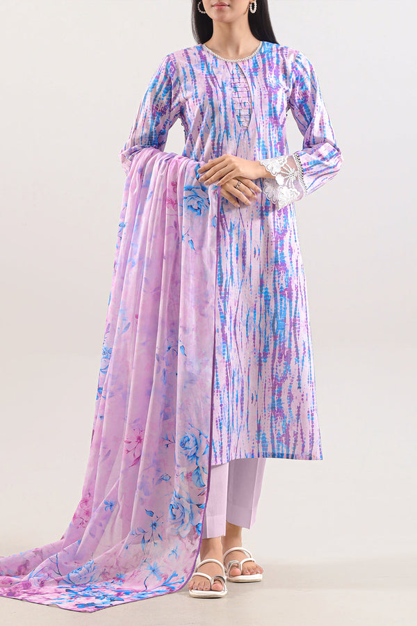 Unstitched Printed Embroidered Lawn 3 Piece