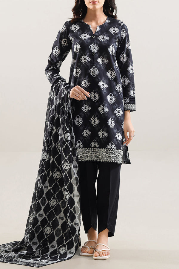 Unstitched Printed Embroidered Lawn 3 Piece