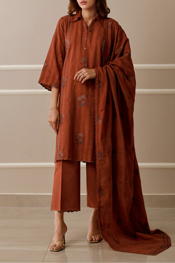 Unstitched Jacquard Cotton 3 Piece