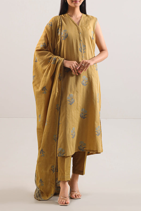 Unstitched Jacquard Cotton 3 Piece