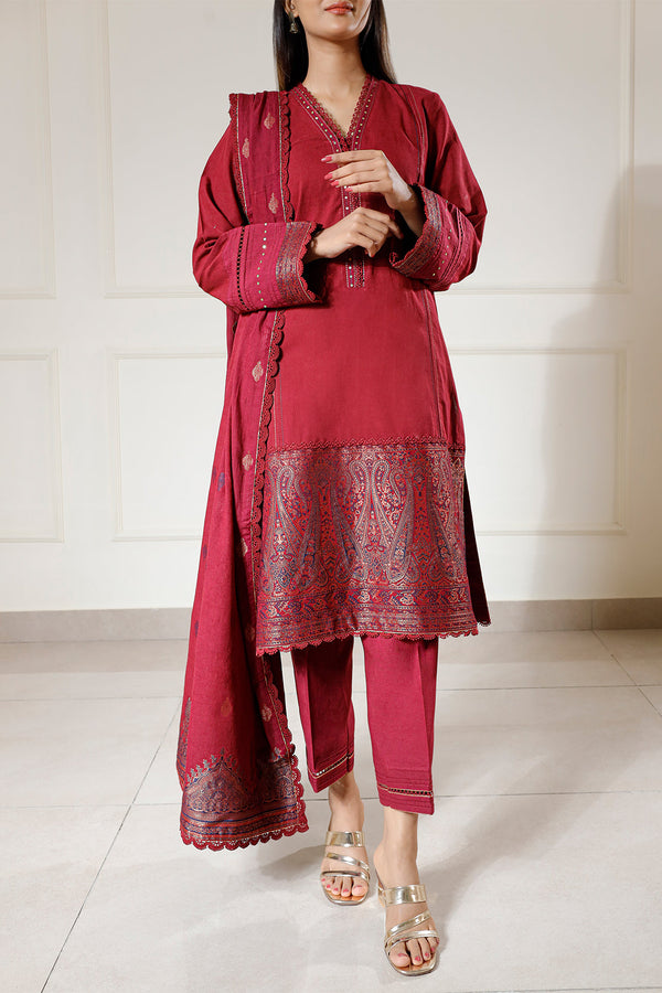 Unstitched Jacquard Cotton 3 Piece