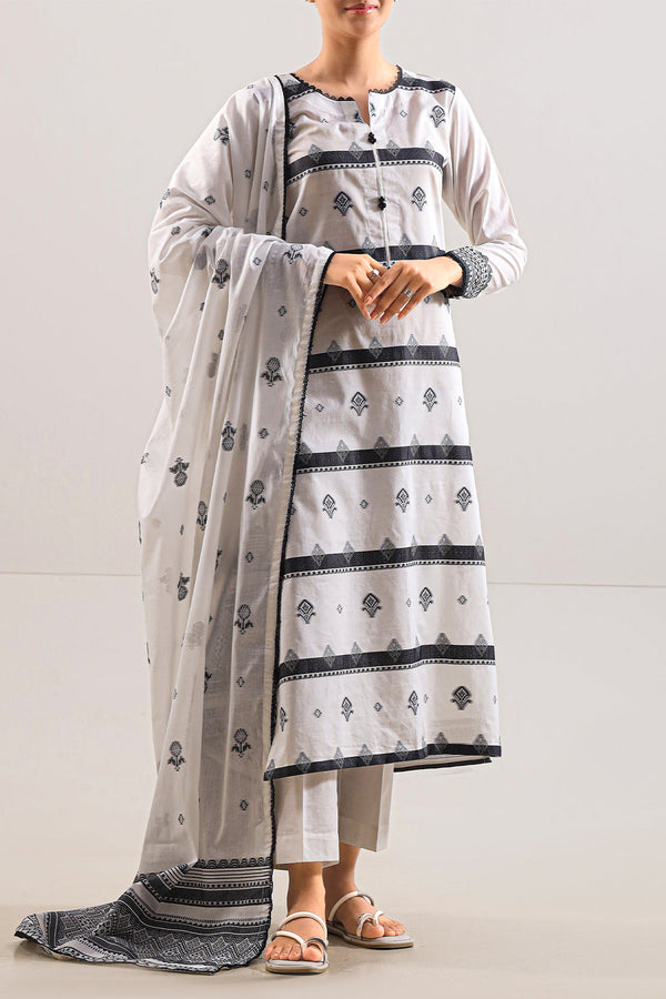 Unstitched Jacquard Cotton 3 Piece