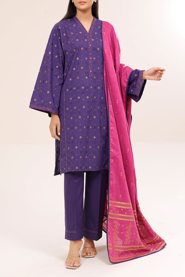 Unstitched Jacquard Cotton 3 Piece