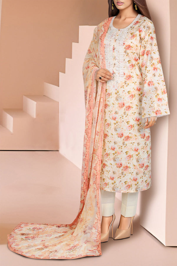 Un-Stitched Printed Embroidered Lawn  2 Piece (Shirt/Trouser)