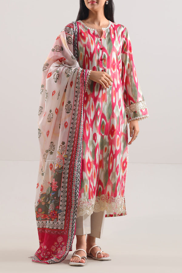 Un-Stitched Printed Embroidered Cotton Tencel 3 Piece