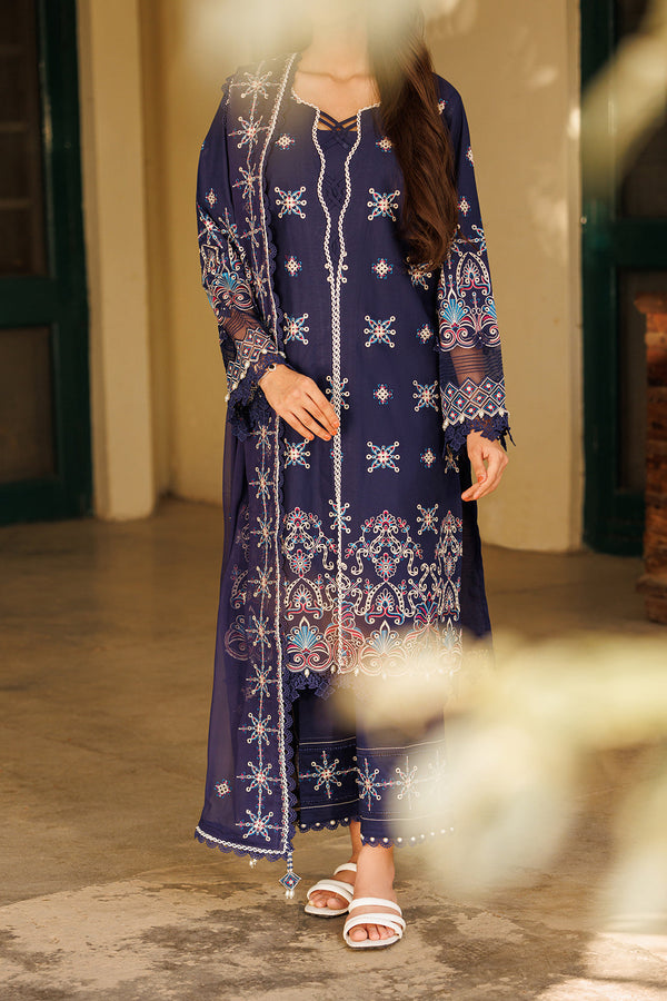 Unstitched Solid Embroidered Cambric 3 Piece with Chiffon Dupatta