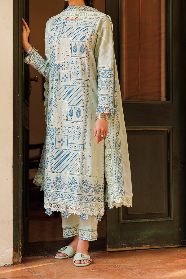 Unstitched Solid Embroidered Cambric 3 Piece With chiffon Dupatta