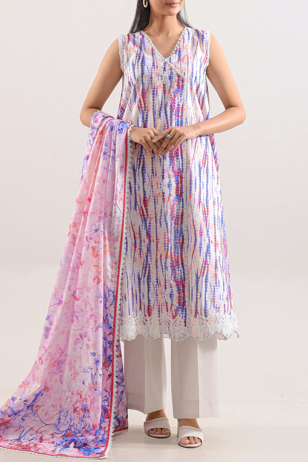 Unstitched Printed Embroidered Lawn 3 Piece