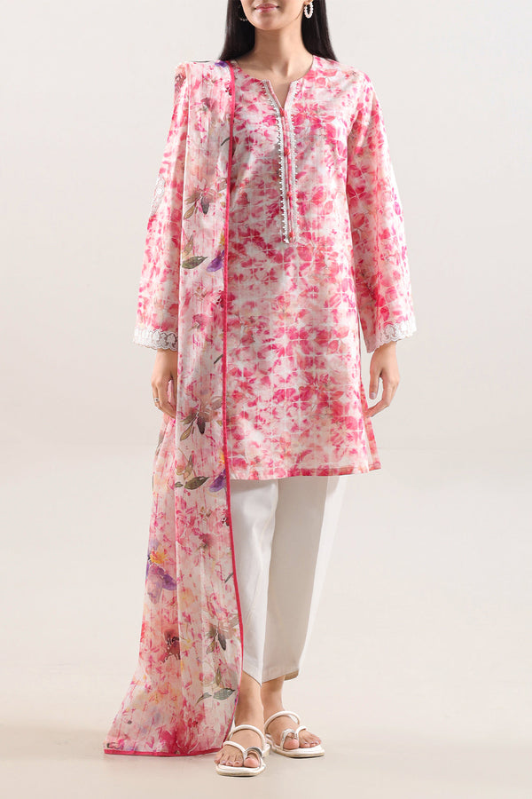 Unstitched Printed Embroidered Lawn 3 Piece