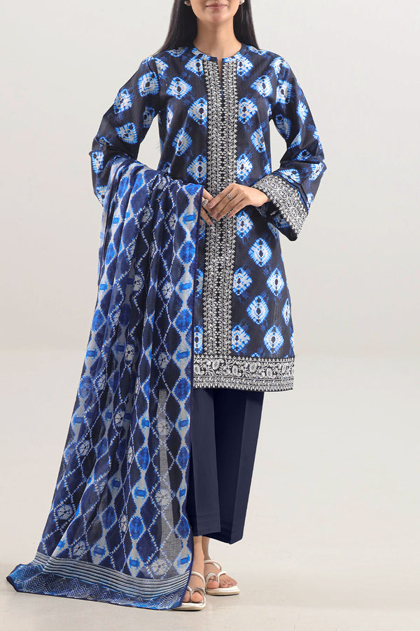 Unstitched Printed Embroidered Lawn 3 Piece