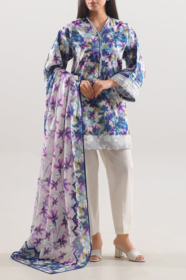 Unstitched Embroidered Lawn 3 Piece