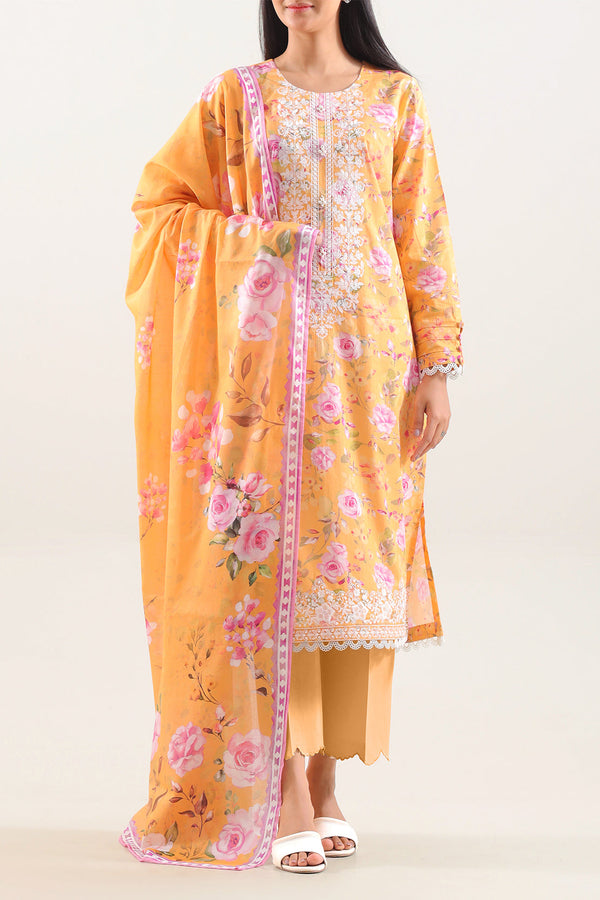 Printed Embroidered Strip Lawn Un-Stitched 3-Piece