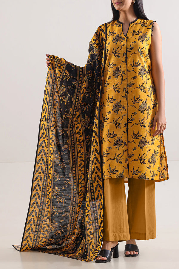 Unstitched Printed Cotton Khaddar 3 Piece