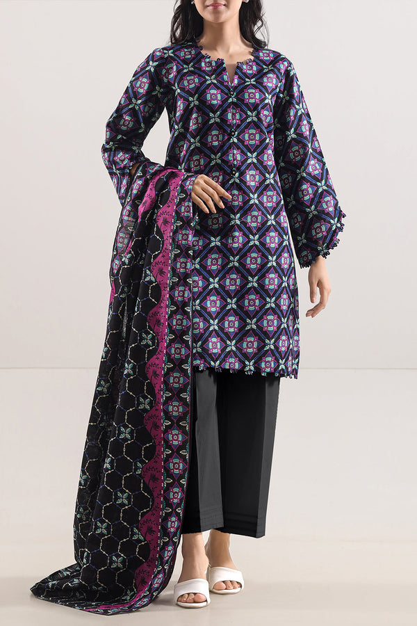 Unstitched Printed Cotton Khaddar 3 Piece