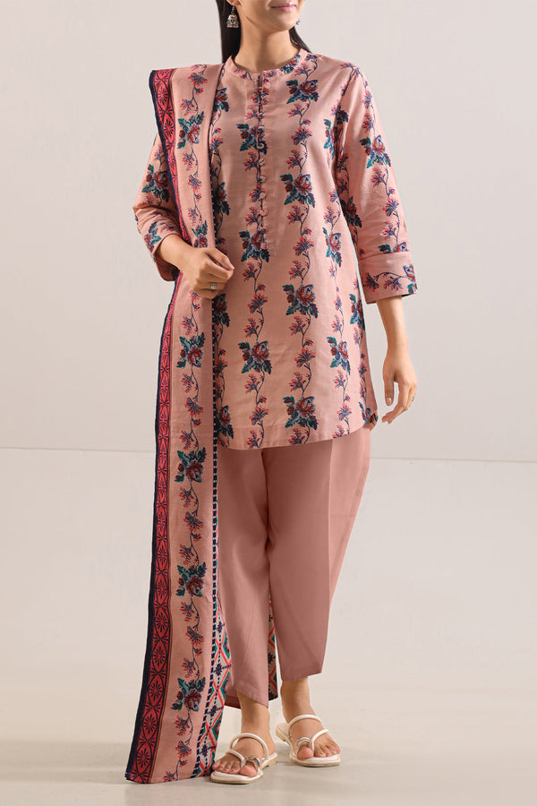 Unstitched Printed Cotton Khaddar 3 Piece