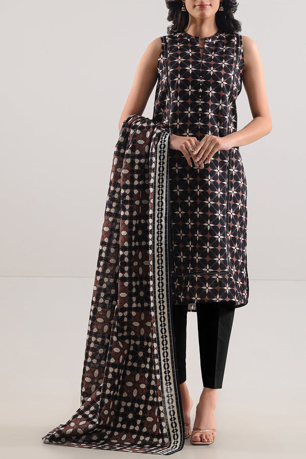 Unstitched Printed Cotton Khaddar 3 Piece