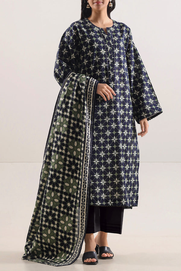 Unstitched Printed Cotton Khaddar 3 Piece