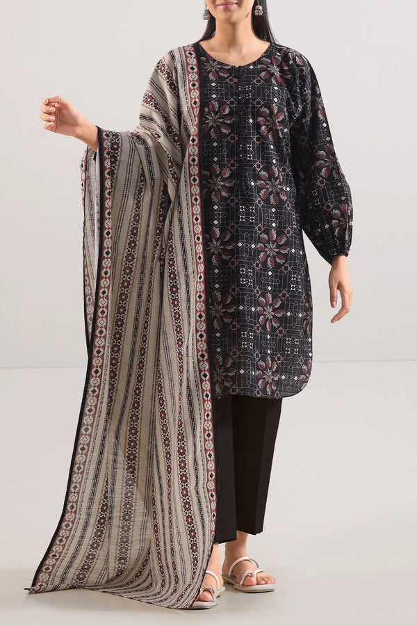 Unstitched Printed Cotton Khaddar 3 Piece