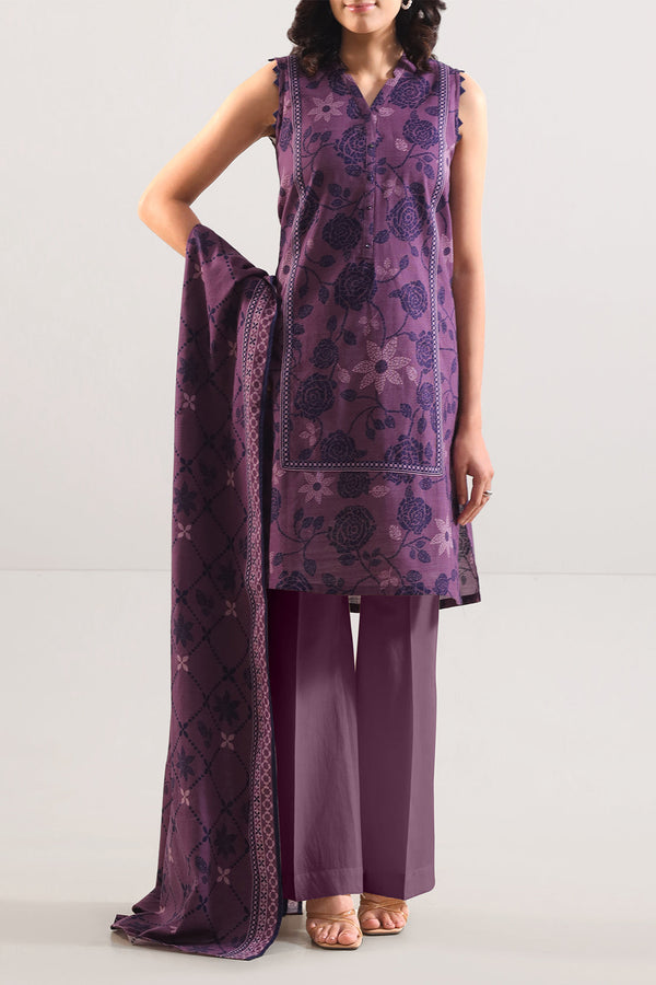 Unstitched Printed Cotton Khaddar 3 Piece