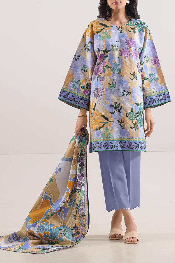 Unstitched Printed Cotton Khaddar 3 Piece
