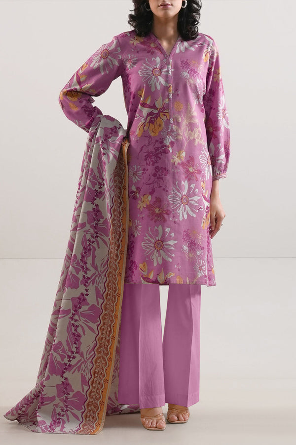 Unstitched Printed Cotton Khaddar 3 Piece