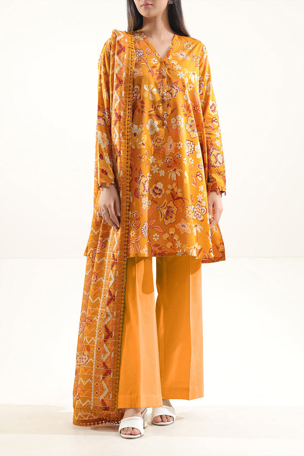 Unstitched Printed Lawn 3 Piece With Zari Dupatta