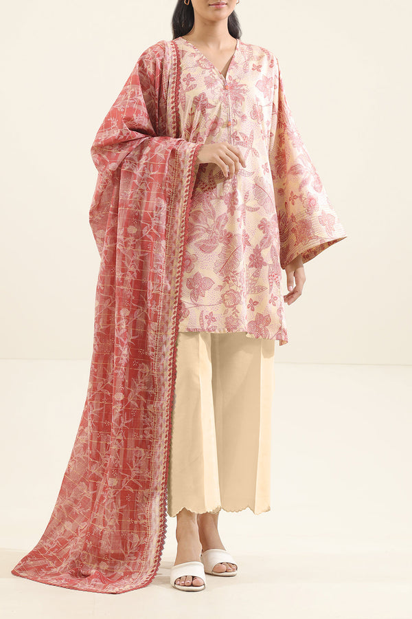 Unstitched Printed Lawn 3 Piece