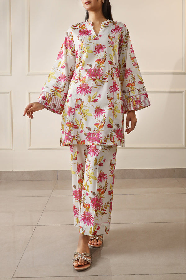 Unstitched Printed Lawn 2 Piece Shirt/Trouser