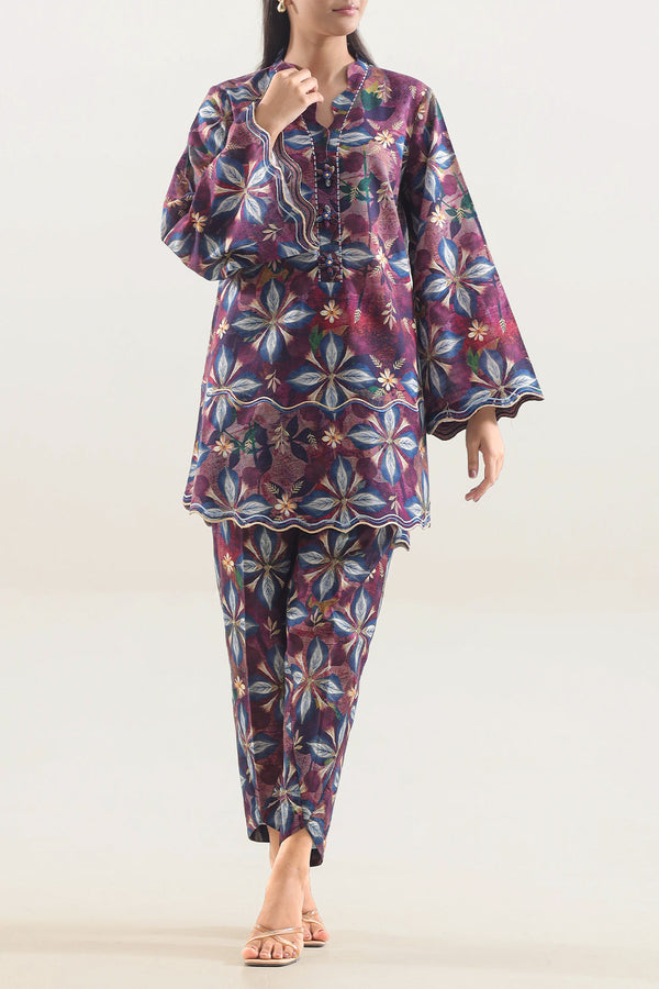 Unstitched Printed Cotton Khaddar 2 Piece (Shirt/Trouser)