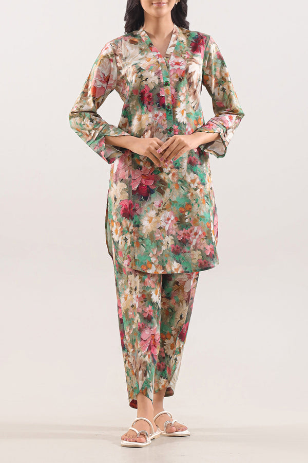 Unstitched Printed Arabic Linen 2 Piece (Shirt/Trouser)