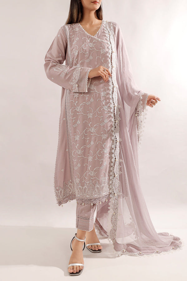 Solid Embroidered Dobby Crepe Unstitched 2 Piece (Shirt/Trouser)