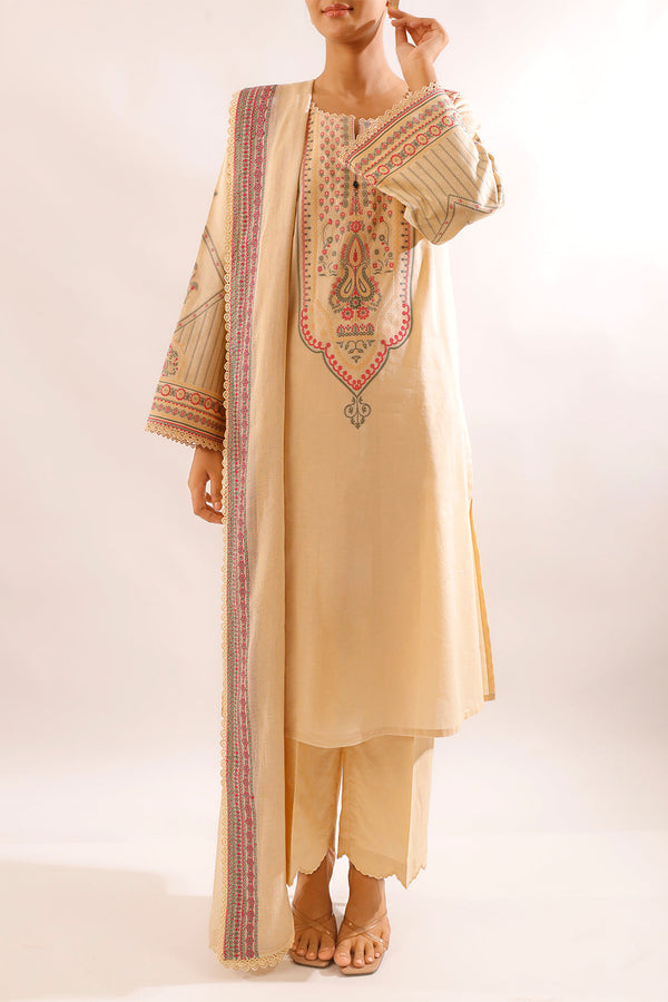 Unstitched Embroidered Cotton Jacquard  3 Piece
