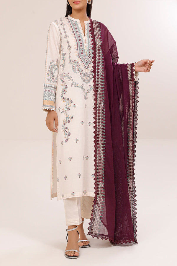 Unstitched Embroidered Jacquard Cotton 2 Piece (Shirt/Dupatta)