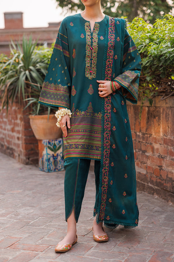 Unstitched Embroidered Jacquard Cotton 3 Piece