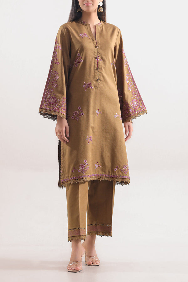 Unstitched Solid Embroidered Warm Khaddar 2 Piece (Shirt/Trouser)