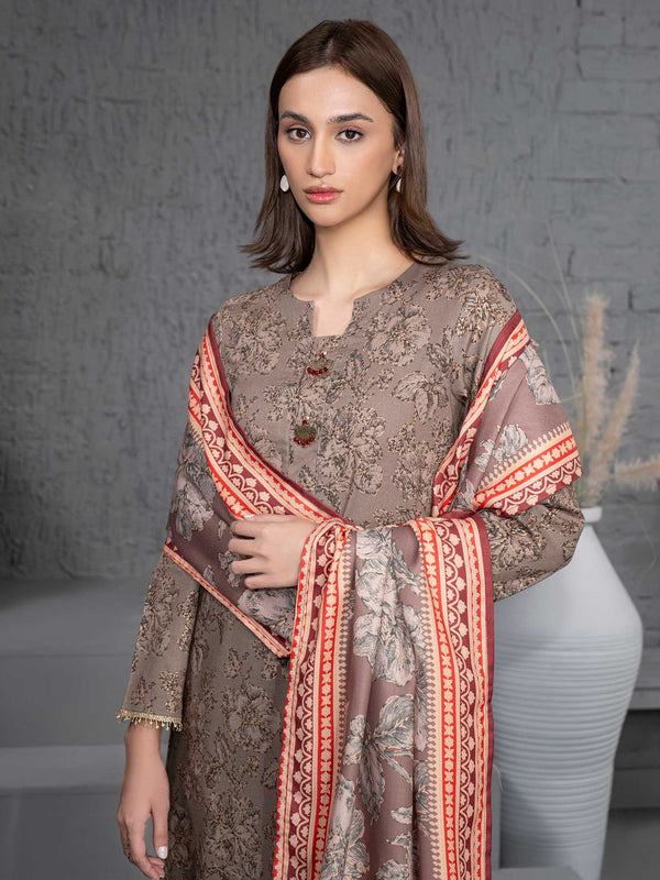 3 Piece Khaddar Suit-Paste Print (Unstitched)