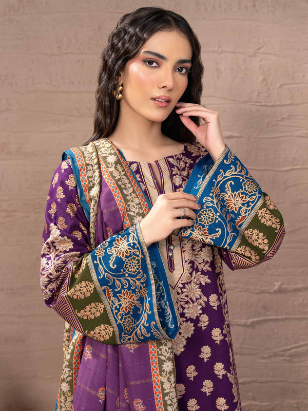3 Piece Khaddar Suit-Paste Print (Unstitched)